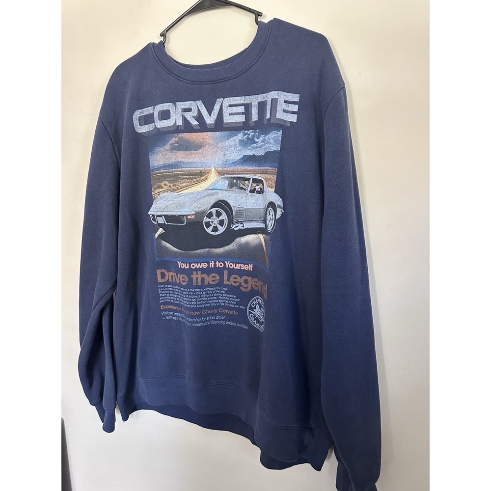 Chevrolet Corvette Crewneck Sweatshirt Men's XL Racing Long Sleeve Racing Logo - Picture 3 of 11